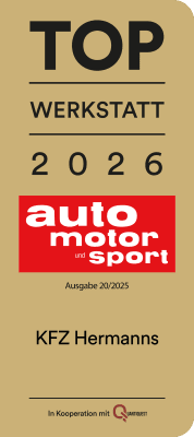 Auszeichnung TOP Werkstatt 2026 von auto motor und sport für KFZ Hermanns
